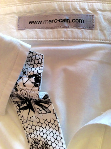 Marccain White Stretch Fitted Shirt Size N2 UK 8/10/12 - Whispers Dress Agency - Sold - 3