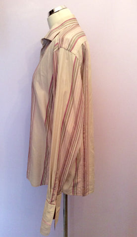 Ted Baker Pink Stripe Cotton Long Sleeve Double Cuff Shirt Size 4 UK 14/16 - Whispers Dress Agency - Sold - 2