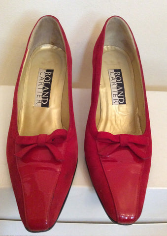 Roland Cartier Red Suede & Patent Leather Heels Size 6/39 - Whispers Dress Agency - Sold - 2