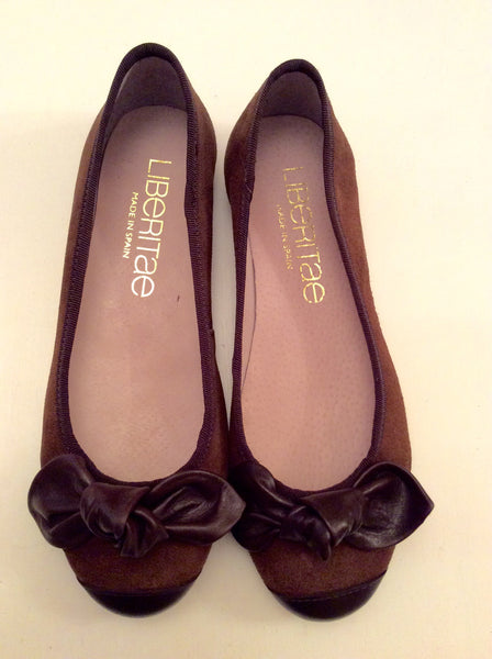 BRAND NEW LIBERITAE BROWN SUEDE & LEATHER BALLERINA FLATS SIZE 3.5/36 - Whispers Dress Agency - Womens Flats - 1