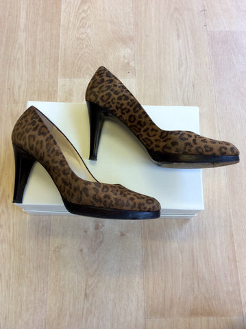 RUSSELL & BROMLEY BROWN LEOPARD PRINT SUEDE HEELS SIZE 6/39 - Whispers Dress Agency - Sold - 2