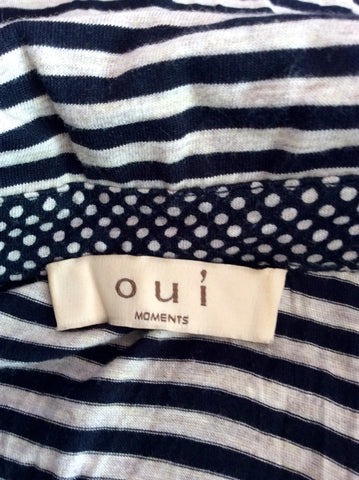 Oui Moments Navy Blue & Grey Stripe Button Fasten Top Size 14 - Whispers Dress Agency - Womens Tops - 3