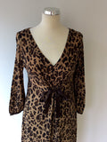 GERARD DAREL BROWN LEOPARD PRINT WOOL BLEND DRESS SIZE 42 UK 14 - Whispers Dress Agency - Womens Dresses - 2