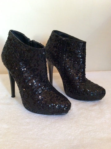 Fiore Black Sequined Ankle Boots Size 5/38 - Whispers Dress Agency - Sold - 2