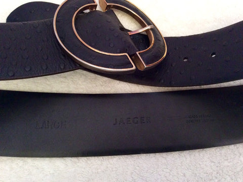 Jaeger Black Leather & Gold Trim Metal Buckle Belt Size L - Whispers Dress Agency - Sold - 2