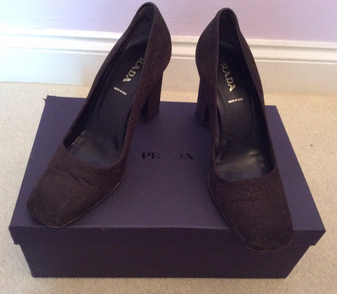 Prada Dark Brown Nubuck Court Shoes Size 5/38 - Whispers Dress Agency - Sold - 1