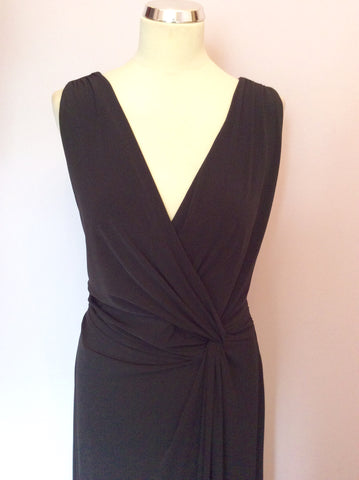 KALIKO BLACK TWIST FRONT V NECKLINE MAXI DRESS SIZE 18 - Whispers Dress Agency - Sold - 2