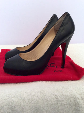 Christian Louboutin Black Leather Peeptoe Heels Size 7/40 - Whispers Dress Agency - Sold - 3
