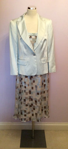 Fenn Wright Manson Pale Duck Egg Silk Dress & Jacket Suit Size 16 - Whispers Dress Agency - Womens Suits & Tailoring - 1