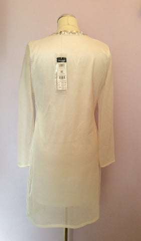 Brand New Betty Barclay White Fine Knit Jewel Trim Dress Size 14 - Whispers Dress Agency - Womens Dresses - 4