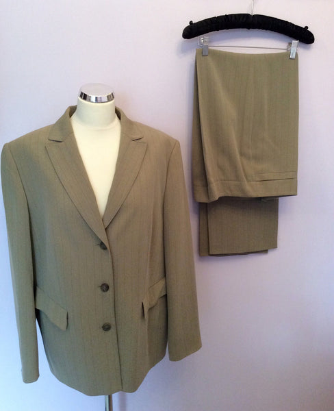 Gerry Weber Beige Pinstripe Trouser Suit Size 16/18 - Whispers Dress Agency - Womens Suits & Tailoring - 1