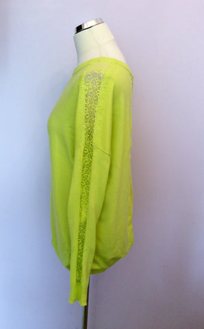 Karen Millen Bright Lime Green Lace Trim Jumper Size 3 UK 12/14 - Whispers Dress Agency - Sold - 2