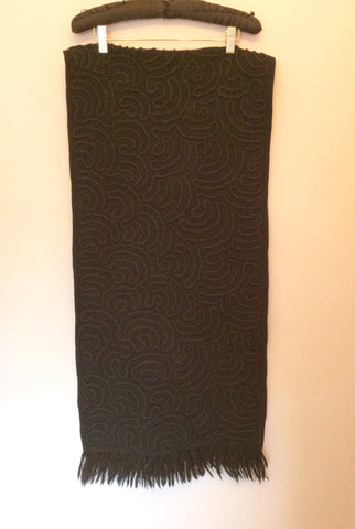 Stunning Black Appliqué Design Wool Wrap - Whispers Dress Agency - Womens Scarves & Wraps - 2