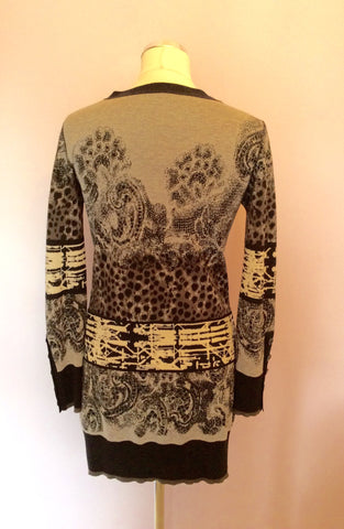 Marccain Black, Grey & Ivory Print Wool Blend Cardigan Size N2 UK 10/12 - Whispers Dress Agency - Womens Knitwear - 2