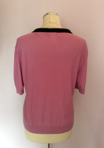 Sonia Rykiel Pink & Black Zip Trim Silk & Cashmere Jumper Size M - Whispers Dress Agency - Sold - 2