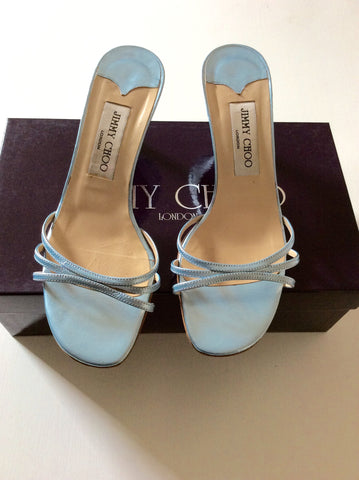 Jimmy Choo Light Blue Strappy Heeled Mule Sandals Size 4/37 - Whispers Dress Agency - Womens Heels - 1