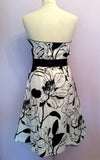 Debut Black & White Floral Print Strapless Dress Size 10 - Whispers Dress Agency - Sold - 2