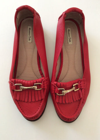 Massimo Dutti Red Leather Loafers Size 7/40 - Whispers Dress Agency - Sold - 1
