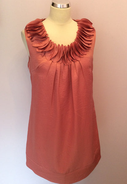 Salmon Pink Appliqué Neckline Shift Dress Size 10 - Whispers Dress Agency - Womens Dresses - 1