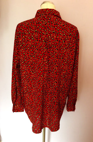 DKNY Red Leopard Print Silk Shirt Size M - Whispers Dress Agency - Sold - 2
