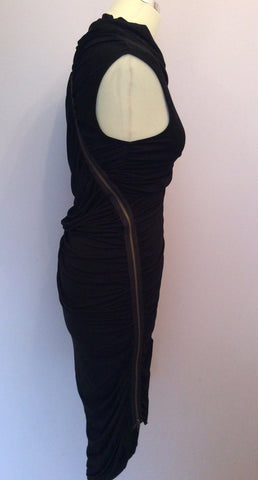All Saints Taka Gisele Black Rouched Zip Dress Size 10 - Whispers Dress Agency - Sold - 7