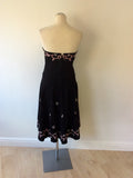 MONSOON BLACK & PINK EMBROIDERED & SEQUINED STRAPLESS DRESS SIZE 10 - Whispers Dress Agency - Womens Dresses - 5