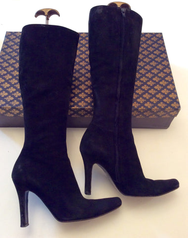 Patrick Cox Black Suede Knee Length Boots Size 5/38 - Whispers Dress Agency - Womens Boots - 1