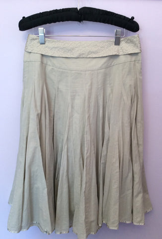 Reiss Beige Cotton Full Knee Length Skirt Size 10 - Whispers Dress Agency - Womens Skirts - 2