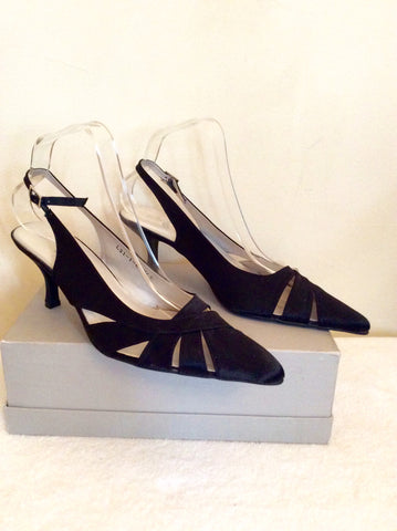 Brand New SF Black Satin Slingback Heels Size 7/40 - Whispers Dress Agency - Sold - 2