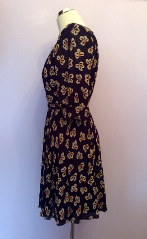 Whistles Dark Blue Print Short Sleeve Dress Size 8 - Whispers Dress Agency - Sold - 2