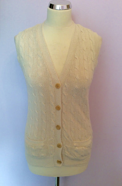 Ralph Lauren Cream Cable Knit Sleeveless Cardigan Size S - Whispers Dress Agency - Sold - 1