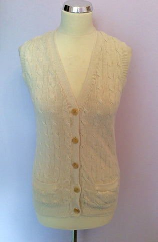 Ralph Lauren Cream Cable Knit Sleeveless Cardigan Size S - Whispers Dress Agency - Sold - 1
