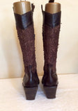 Italian Leather Dark Brown Toe Capped Cowboy Boots Size 6/39 - Whispers Dress Agency - Sold - 4