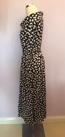 Vintage Jaeger Black & White Print Wide Neck Dress Size 10 - Whispers Dress Agency - Sold - 3