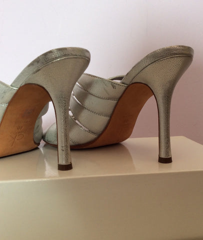 Calvin Klein Silver Leather Strappy Slip On Heeled Mules Size 7/40 - Whispers Dress Agency - Sold - 5