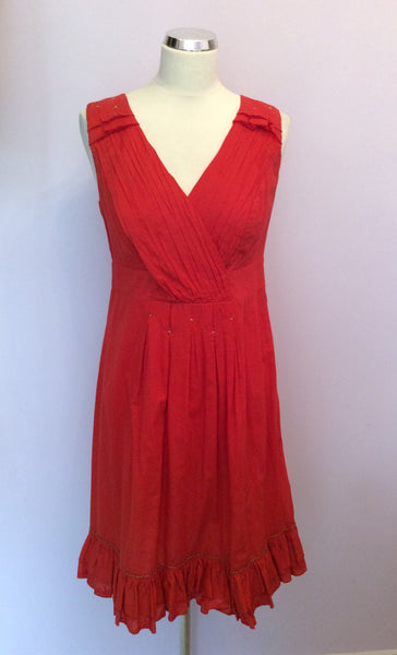 John Rocha Orange & Gold Trims Cotton Dress Size 10 - Whispers Dress Agency - Womens Dresses - 1