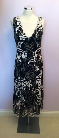 Phase Eight Black & White Applique Net Overlay Dress Size 14 - Whispers Dress Agency - Sold - 1