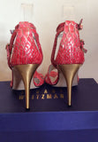 Brand New Stuart Weitzman Coral Pink & Gold Heel Sandals Size 5/38 - Whispers Dress Agency - Womens Sandals - 5