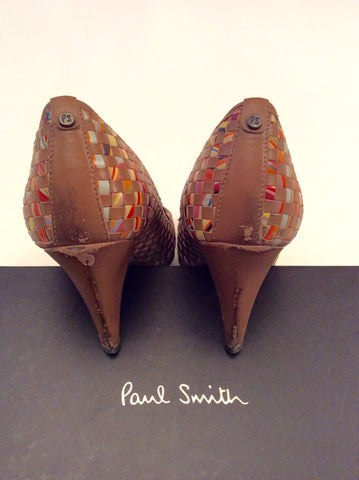 Paul Smith Tan Brown Swirl Woven Apple & Amber Weave Heels Size 7/40 - Whispers Dress Agency - Sold - 3