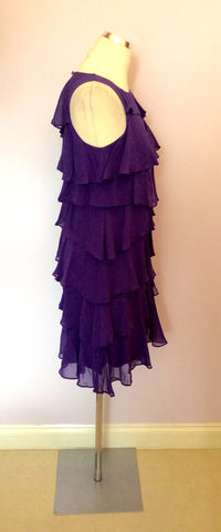 MONSOON PURPLE SILK TIERED OCCASION DRESS SIZE 10 - Whispers Dress Agency - Sold - 2