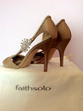 Faith Solo Taupe Satin And Diamanté Peeptoe Heels Size 7/40 - Whispers Dress Agency - Womens Heels - 5
