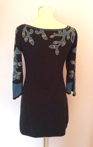 Temperley Black & Blue/Grey Trim Merino Wool & Cashmere Dress Size M - Whispers Dress Agency - Womens Dresses - 5
