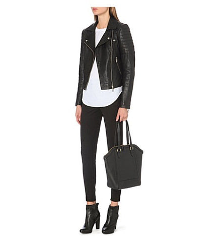 Reiss Black Soft Leather 'Topaz' Biker Jacket Size M - Whispers Dress Agency - Sold - 3