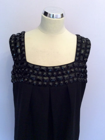 TED BAKER BLACK WOOL JEWEL TRIM SHIFT DRESS SIZE 4 UK 14 - Whispers Dress Agency - Womens Dresses - 2