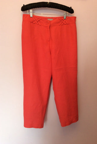 PER UNA CORAL LINEN CROP TROUSERS SIZE 14 REG - Whispers Dress Agency - Womens Trousers - 1