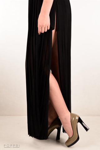 Brand New Diesel D-Furcass-A Black Pleated Maxi Dress Size XL - Whispers Dress Agency - Womens Dresses - 8