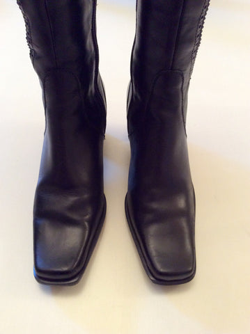Roby & Pier Black Leather Knee High Boots Size 5/38 - Whispers Dress Agency - Sold - 3