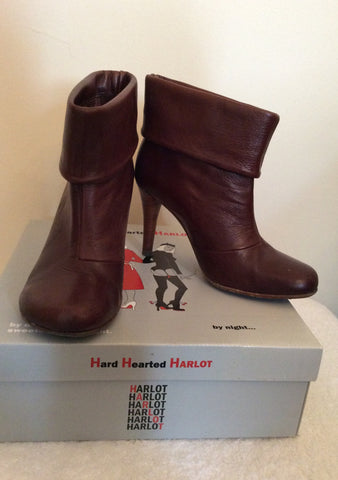 HARD HEARTED HARLOT RUBINO BROWN LEATHER ANKLE BOOTS SIZE 3.5/36 - Whispers Dress Agency - Womens Boots - 1
