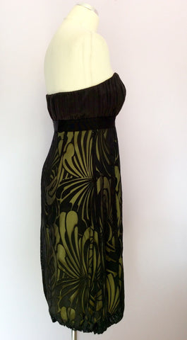 Monsoon Black & Yellow Lined Silk Blend Strapless Dress Size 10 - Whispers Dress Agency - Womens Dresses - 3