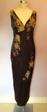 Planet Black Satin Embroidered Evening Dress Size 12 - Whispers Dress Agency - Sold - 1